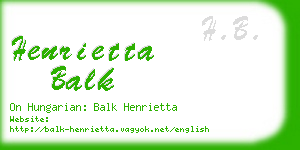 henrietta balk business card